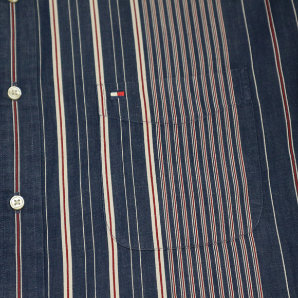 VTG TOMMY HILFIGER Stripe Long Sleeve Button Shirt - Picture 5 of 7